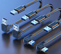 左右湾曲USB3.0二重絶縁ケーブルUSB3.0TypeAオス-オス高速伝送ケーブル